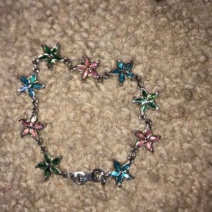 Flower silver colored bracelet
